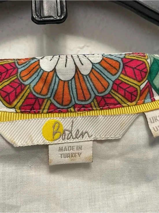 Boden Notch Neck Dress US Size 6P Orchid Petal Passion Bloom Green Floral Tie - Picture 5 of 11